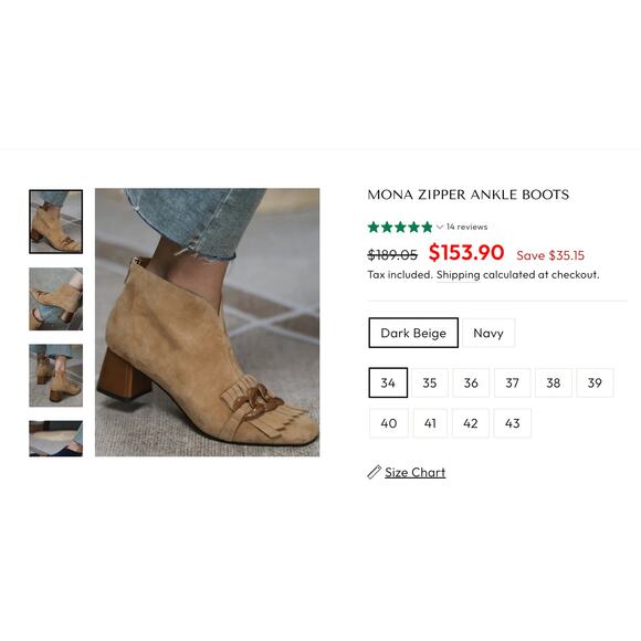 Suede Zipper Ankle Boots with Fringe - Size US 5.5-6 - Picture 6 of 10